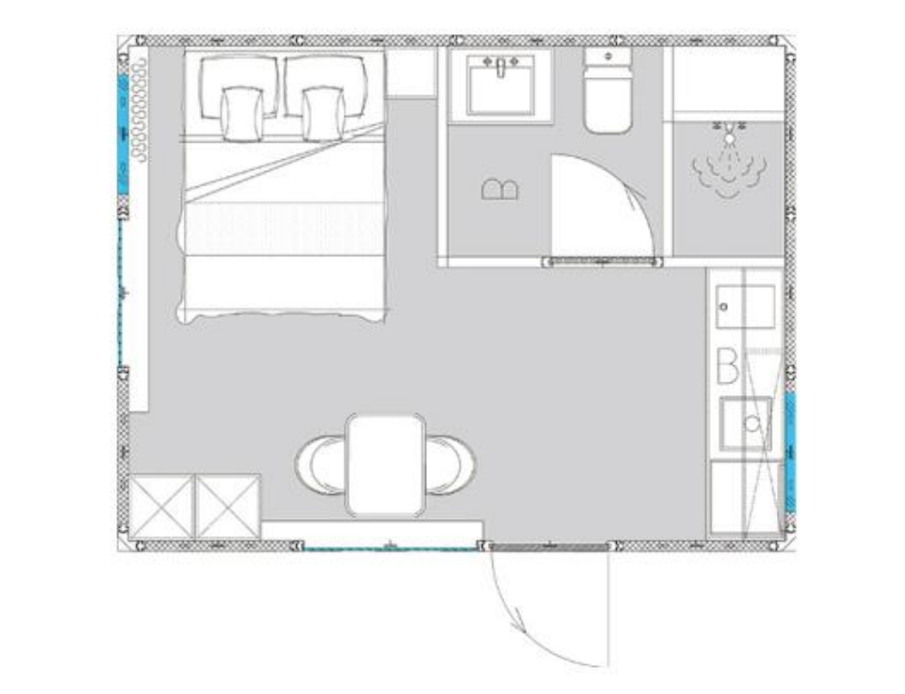 modular room layout 3 panel*4 panel, 20 sqm